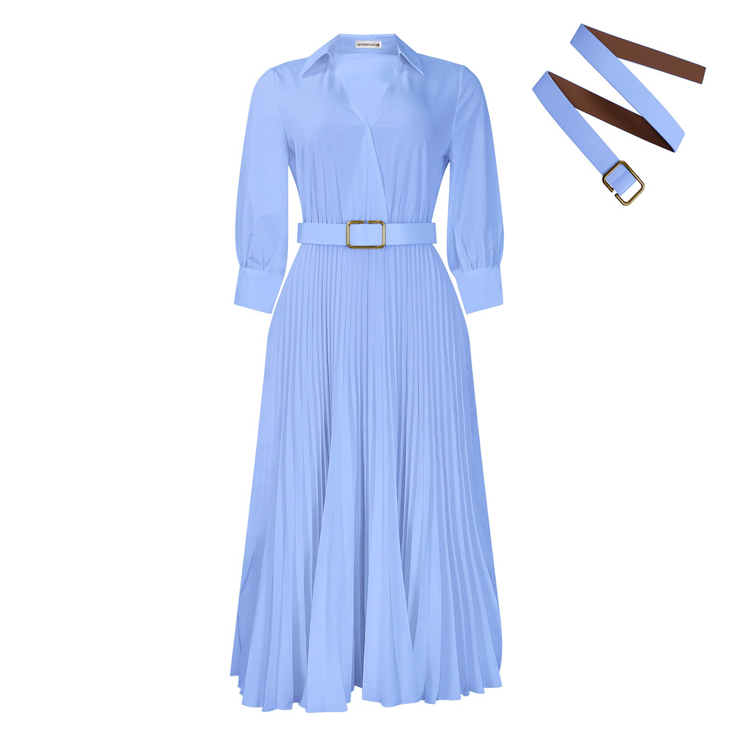 Women's Elegant Long Pleated Fashion Solid Color Dress