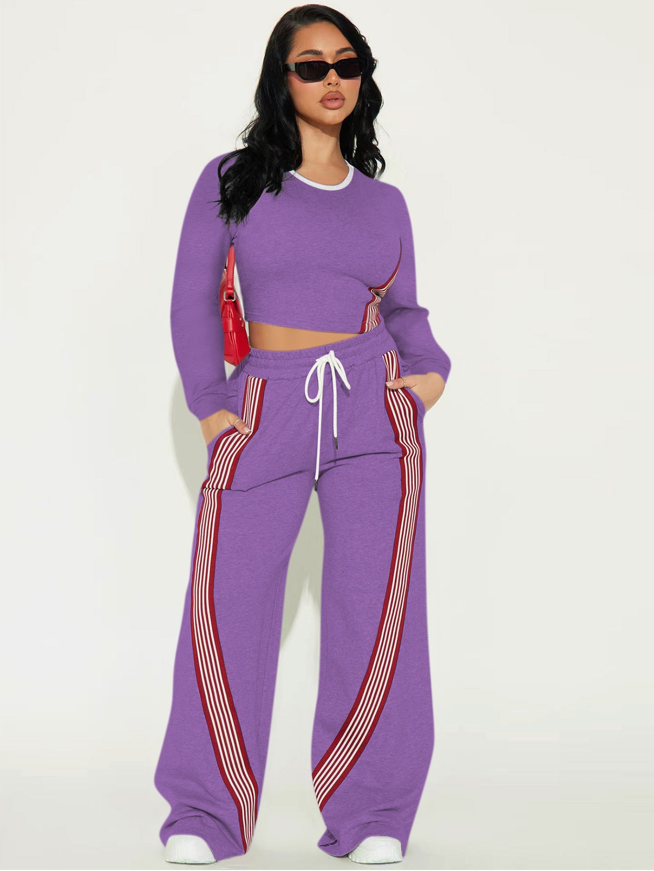 Women's Fashion Casual Long Sleeve Side Striped Suits