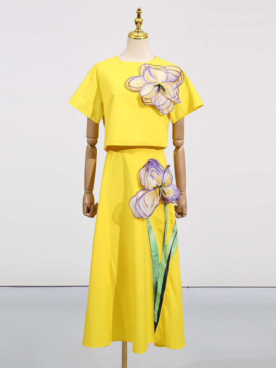 Women's Summer Retro Slim Fit Slimming Beautiful Flower Suits