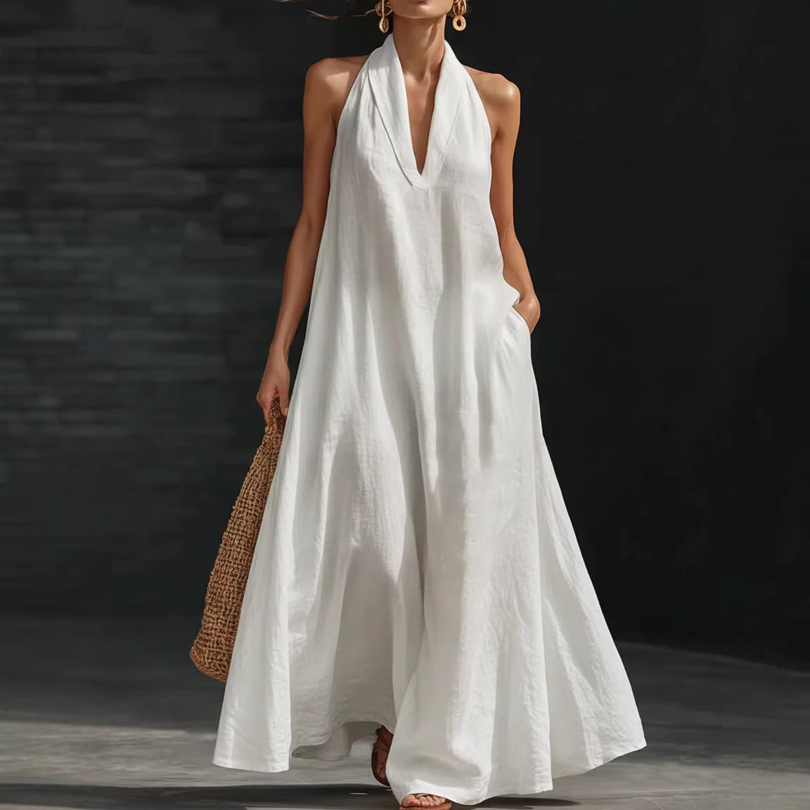 Attractive Women's Summer Casual Solid Color Dress