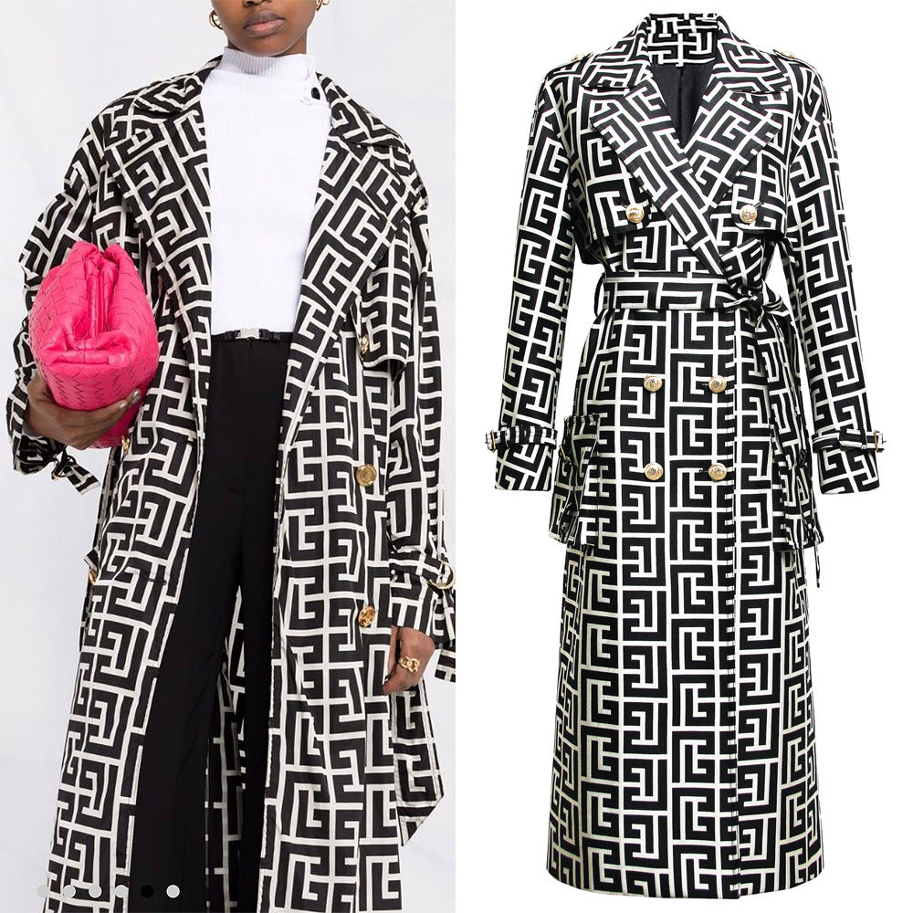 Women's Belt Hepburn Style Temperament Commute Mid-length Coats