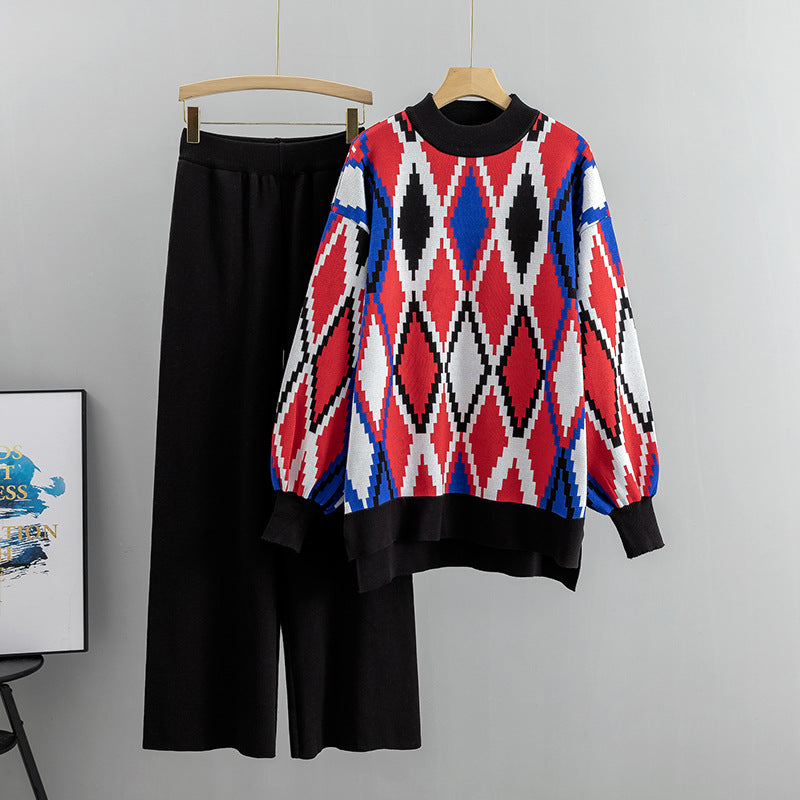 Women's Knitted Sports Leisure Stylish Loose Two-piece Fashion Casual Suit