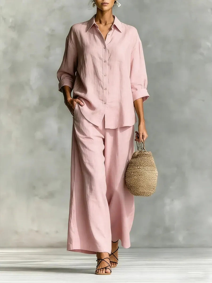 Attractive Women's Cotton Linen Wide Leg Suits
