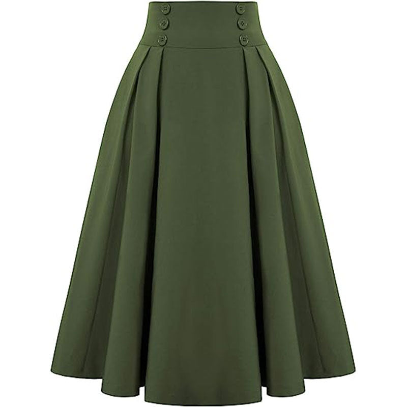 Pocket High Waist Casual A- Line Skirts