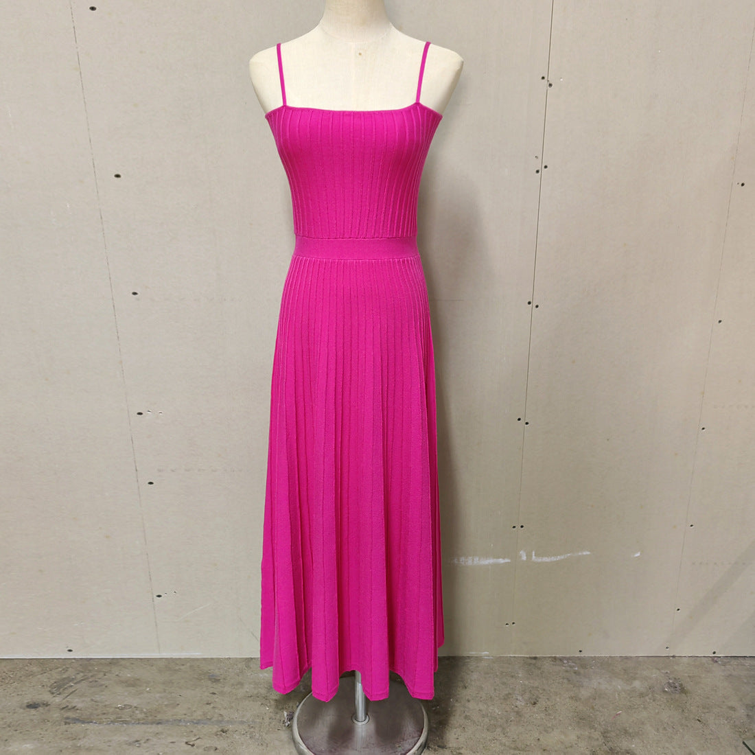 Women's Bandeau High Waist Spaghetti Straps Knitted Dress Seaside Dresses