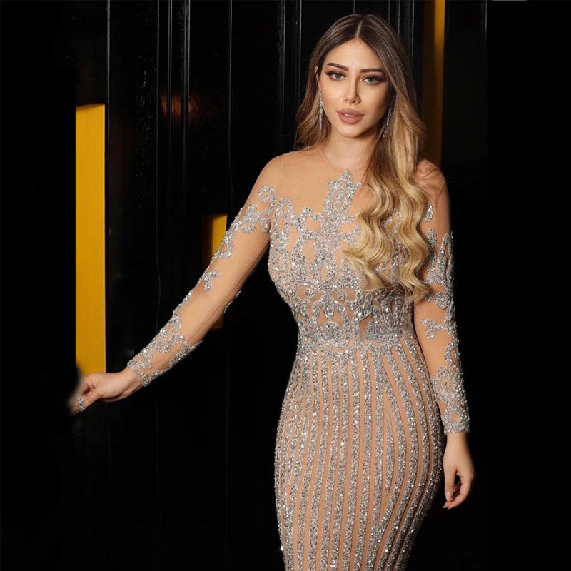 Women's Sexy Bronzing Long Sleeve Ball Gown Wedding Dresses