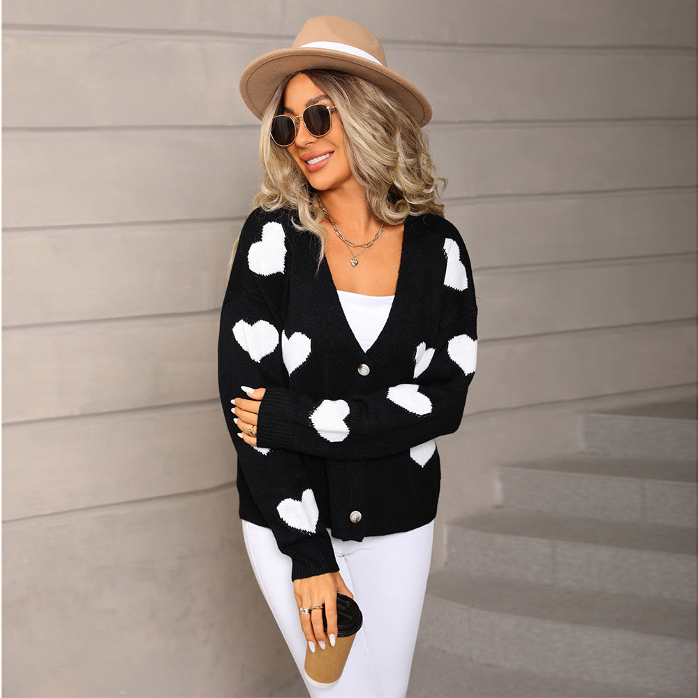 Women's Love Long-sleeved Knitted Valentine's Day Versatile Tops