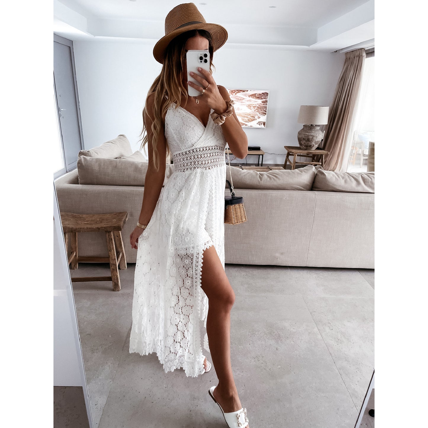 Sexy Sling Stitching Casual Home Vacation Pants