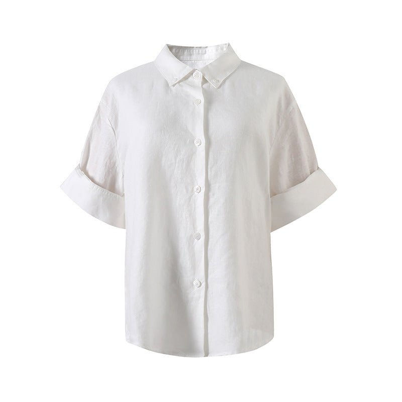 Women's Relaxed Lazy French Style Vacation Sense Linen Handmade Shorts