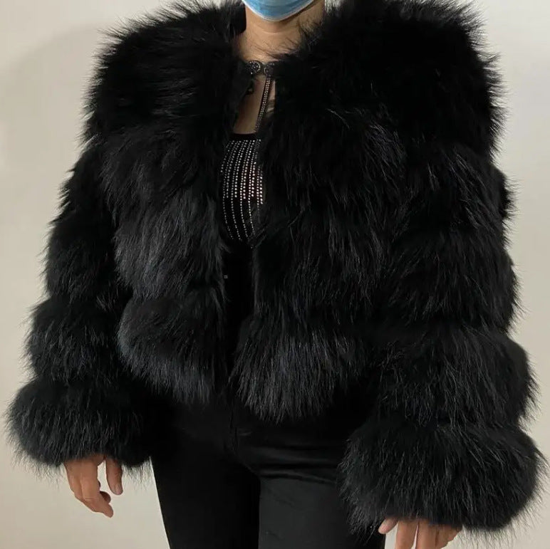 Women's Beautiful Winter Fur Imitation Stitching Coats