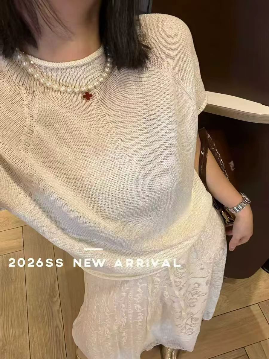 Women's Summer Paper Yarn Breathable Raglan Sleeve Women's Sweater