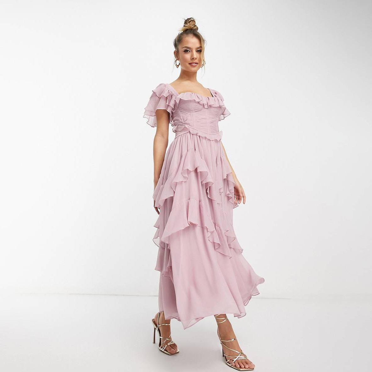 Dress Holiday Lace Backless Cake Ruffled Dresses