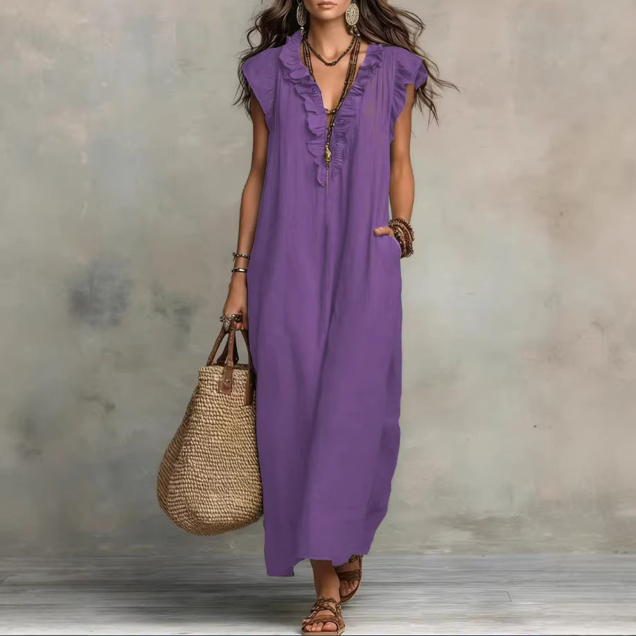 Glamorous Women's Loose Sleeveless Bohemian Summer Dress
