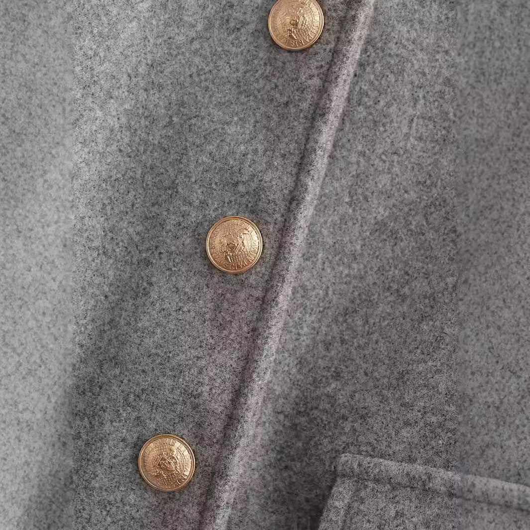 Women's Lapel Classic Style Single-breasted Soft Metal Coats