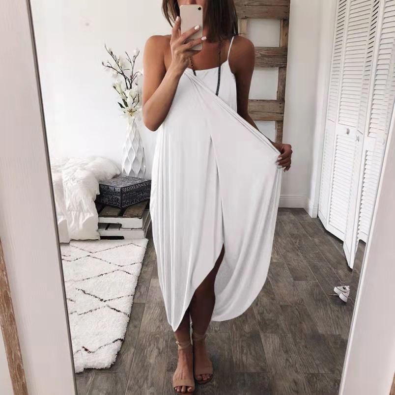 Knitted Sling Loose Irregular Dress Solid Dresses