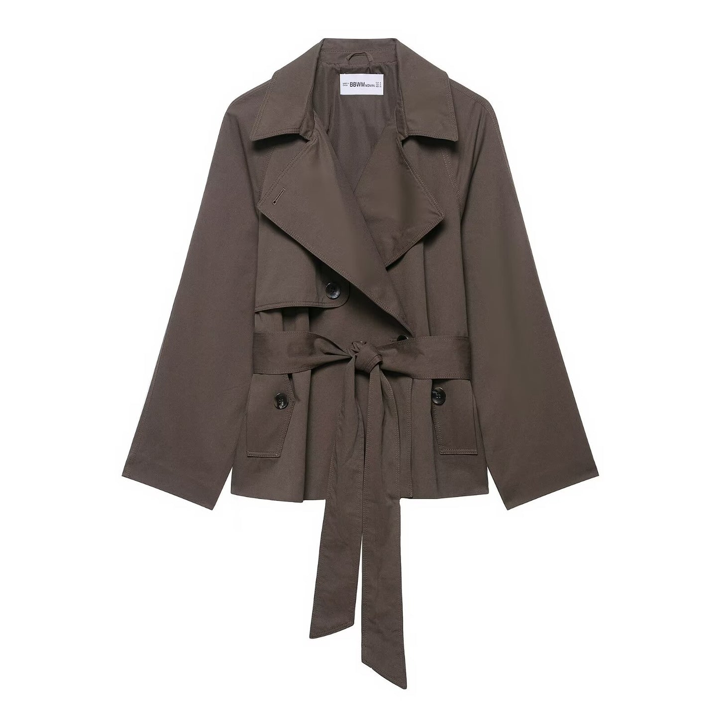 Women's Fashion Long Sleeve Waist Trimming Trench Coats