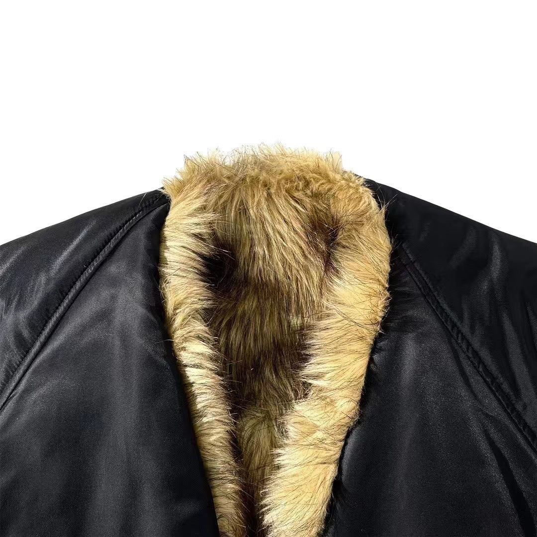 Women's American Fashion High-grade Cape Fur Cotton Winter Coats