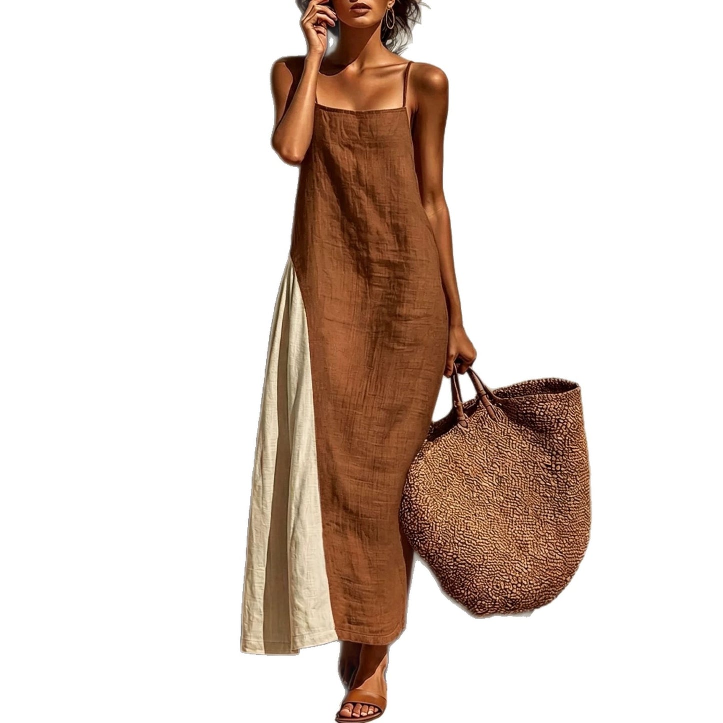 Women's Summer Cotton Linen Versatile Simple Camisole Dress