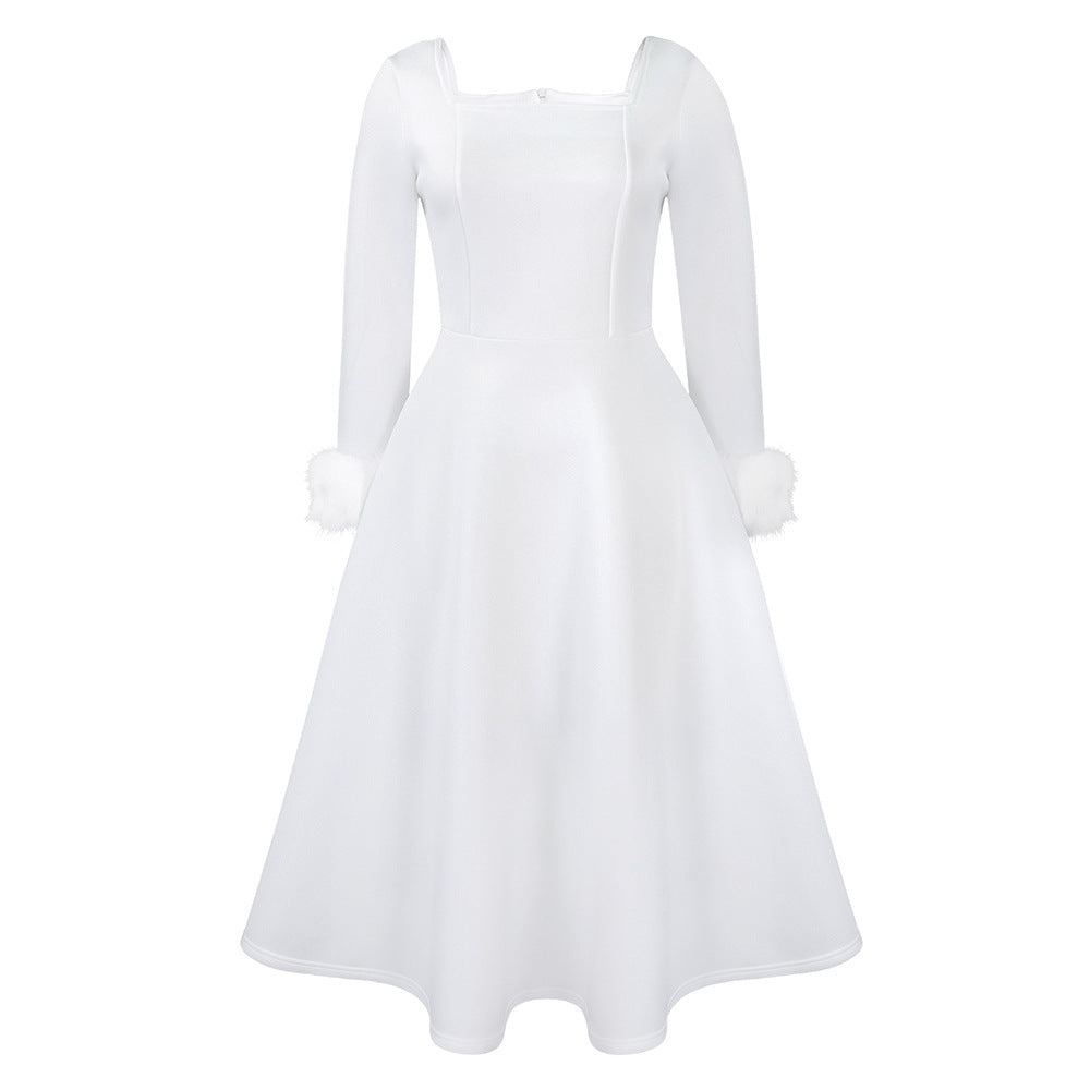 Winter Elegant Plush Decoration Large Dress Dresses