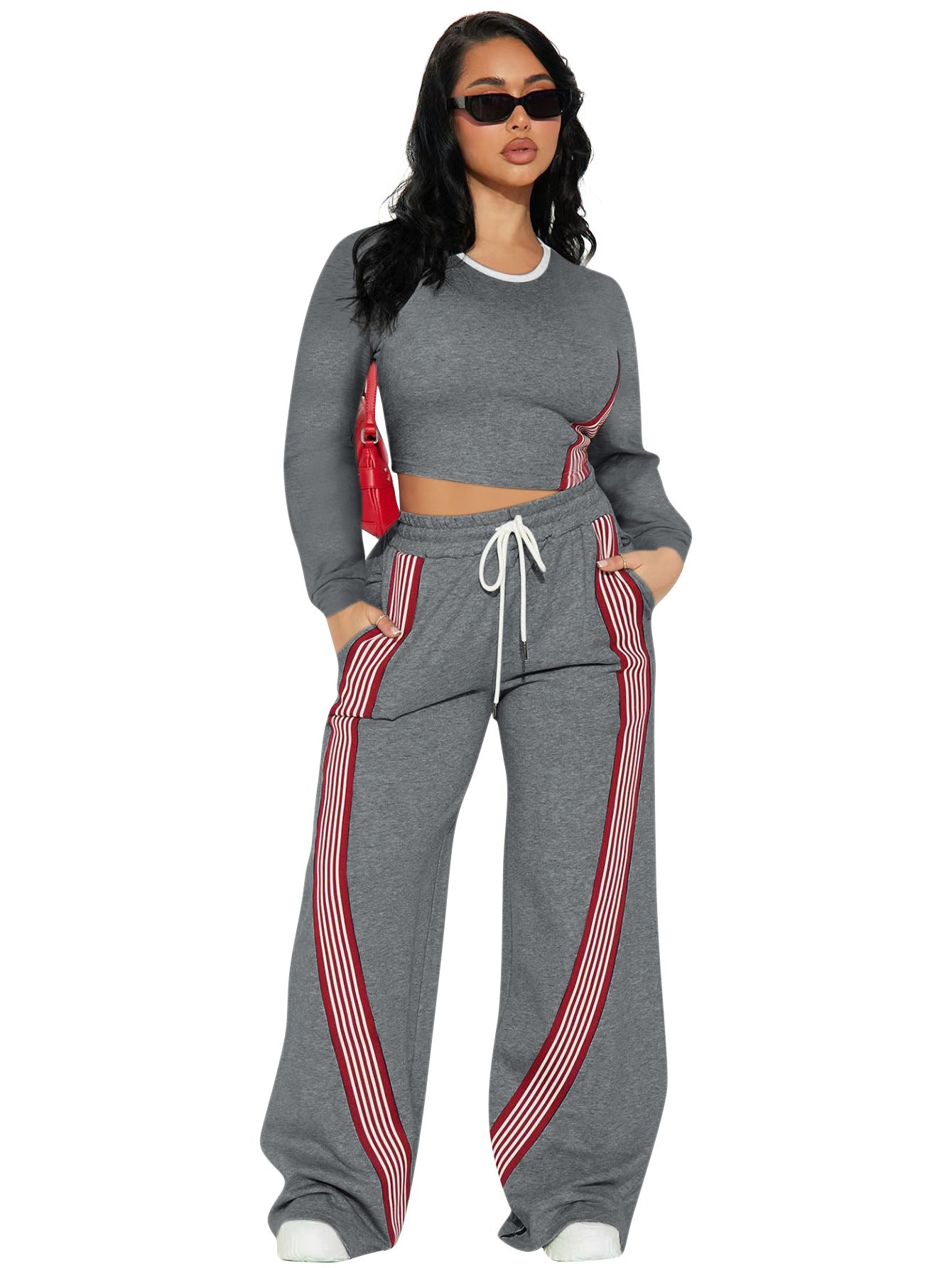 Women's Fashion Casual Long Sleeve Side Striped Suits