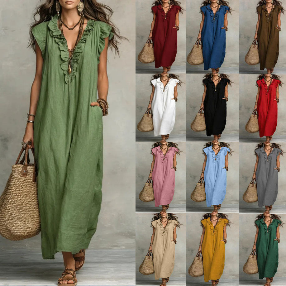 Glamorous Women's Loose Sleeveless Bohemian Summer Dress