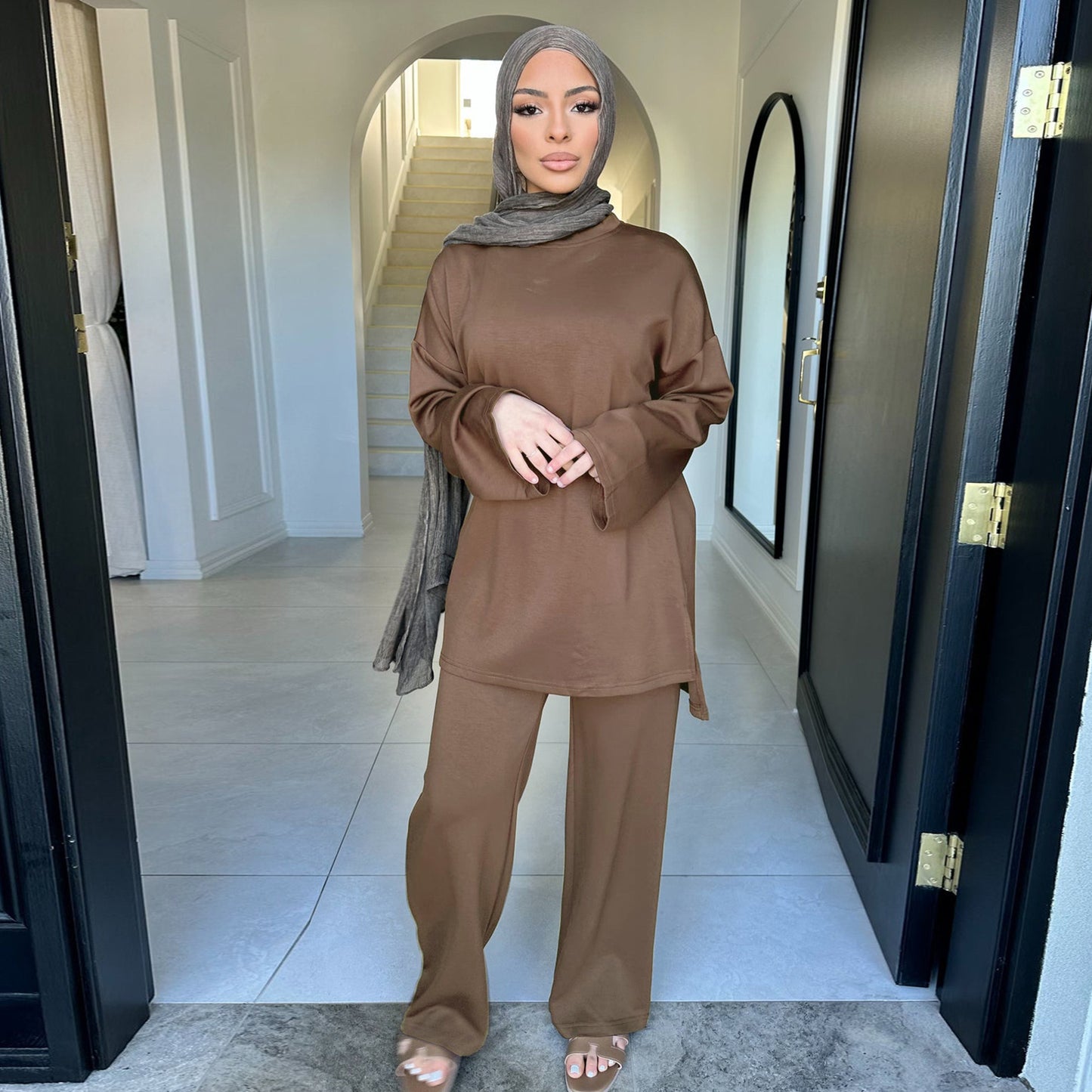 Pretty Turkey Solid Color Loose Two-piece Suits