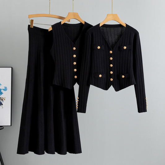 Women's Korean Style Three-piece Set Knitted Fashion Casual Suit