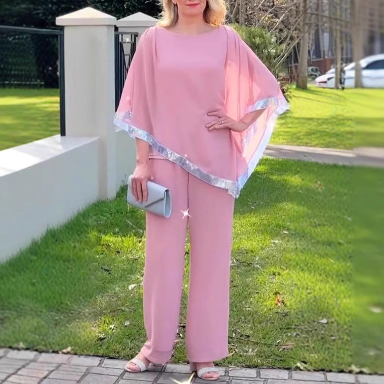 Women's Autumn Sequin Exquisite Round Neck Suits