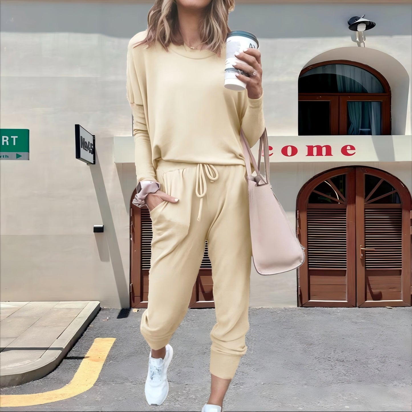 Women's Loose-fitting Solid Color Long Sleeves Casual Suits