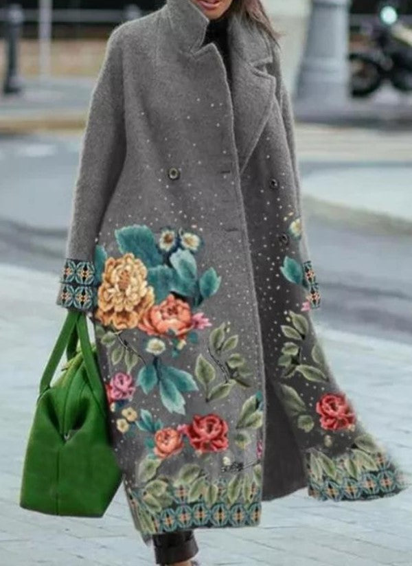 Printed Slim Fit Temperament Commute Pocket Coats