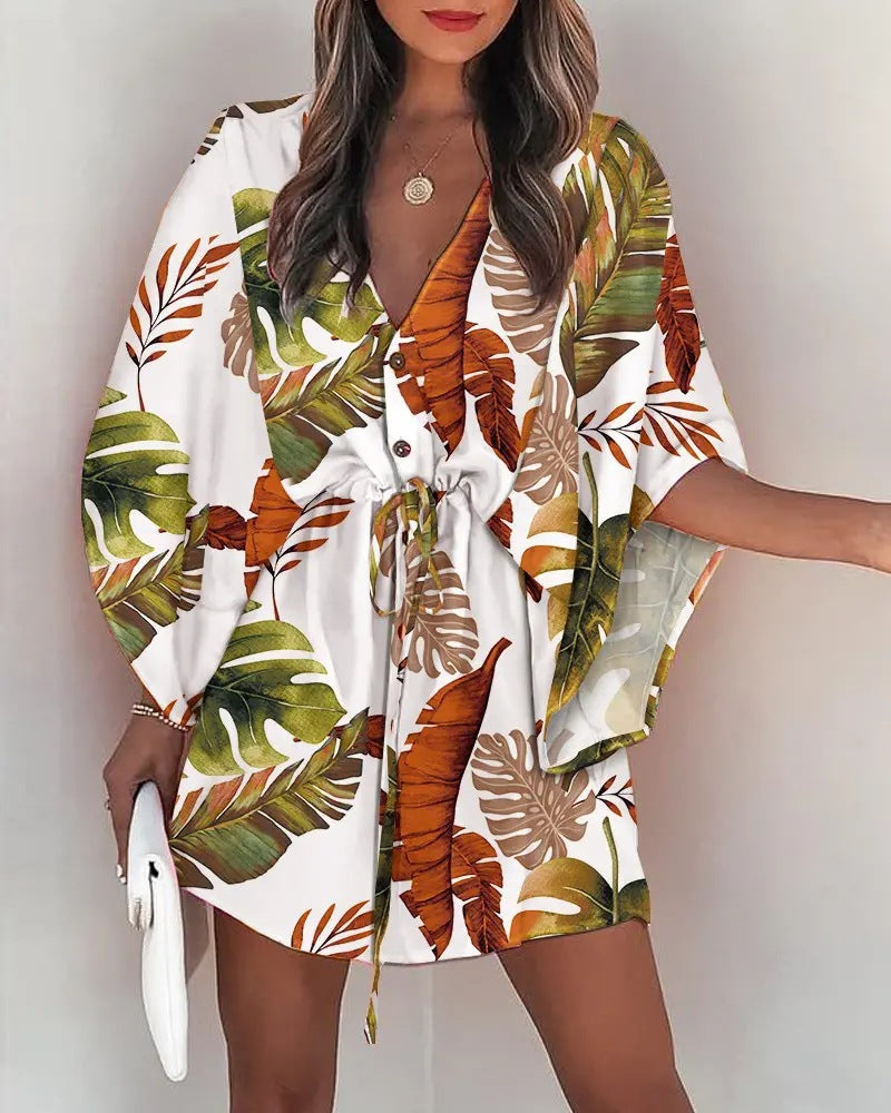 Summer Flying Flounced Sleeve A- Line Leisure Dress