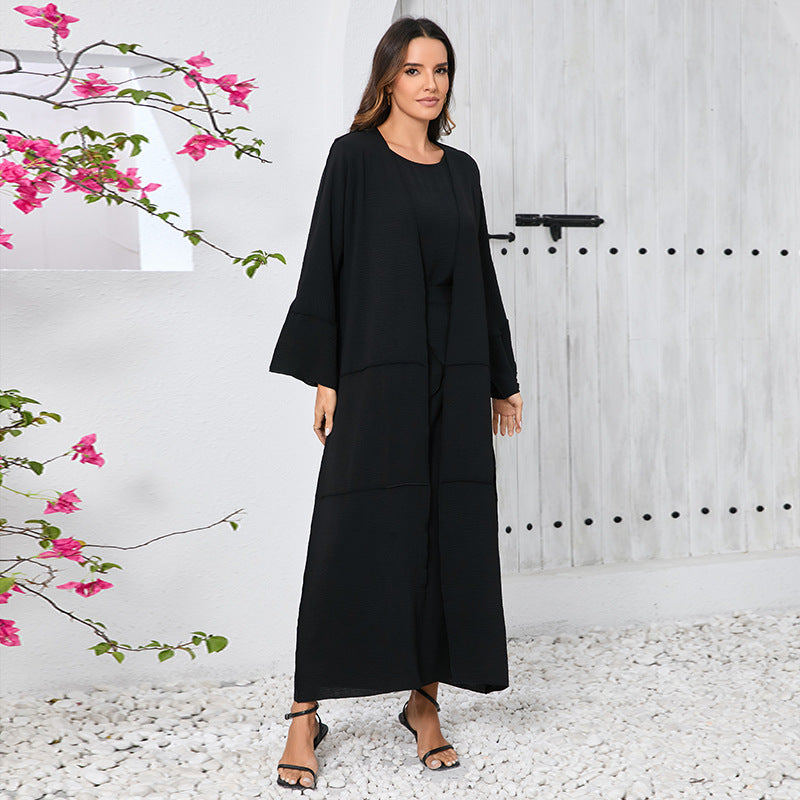 Women's Long-sleeved Simple Elegant Stitching Three-piece Set Dress