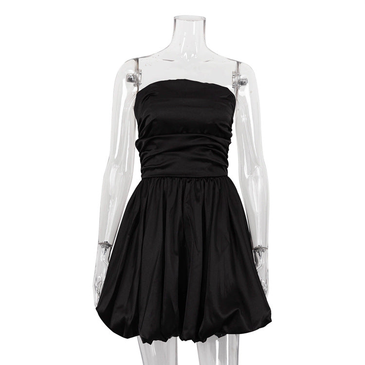 Sweet Style Tube White Satin Dress French Dresses