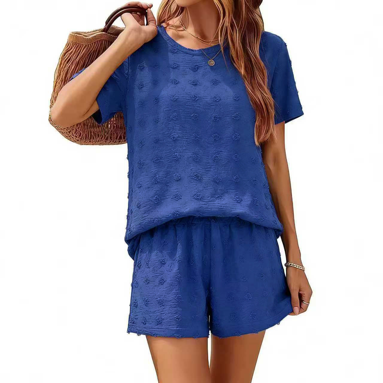 Women's Ice Silk Ball Fabric Loose Sleeve Fashion Casual Suit