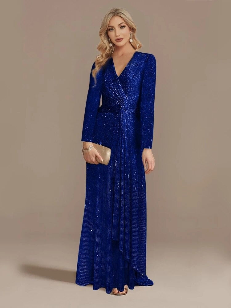 Dress Spring Pure Color Sequins Long Dresses