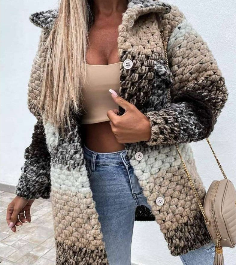Women's Elegant Fashion Printing Woolen Cloth Jackets