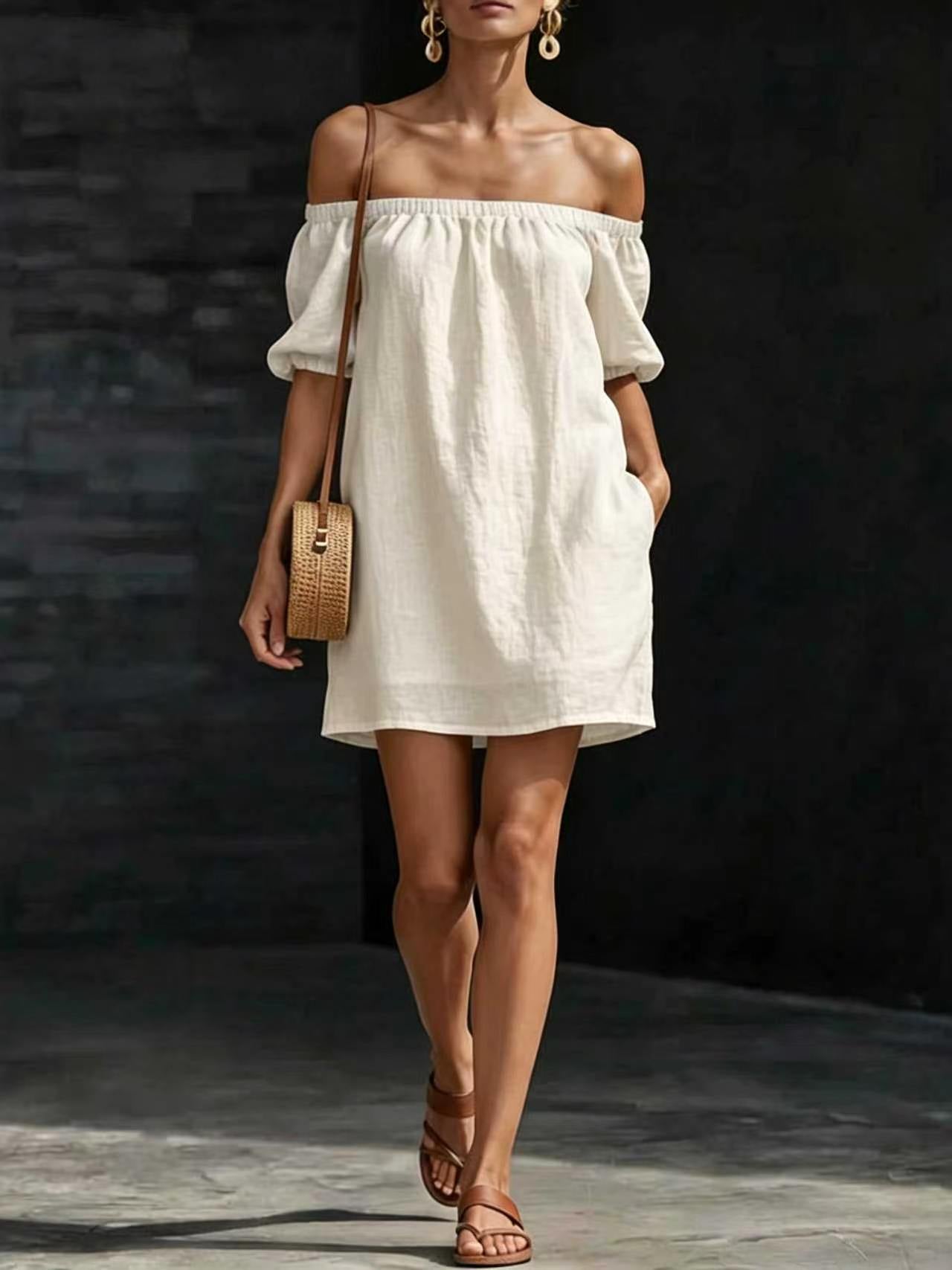 Women's Summer Cotton Linen Fashion Loose Temperament Solid Dress