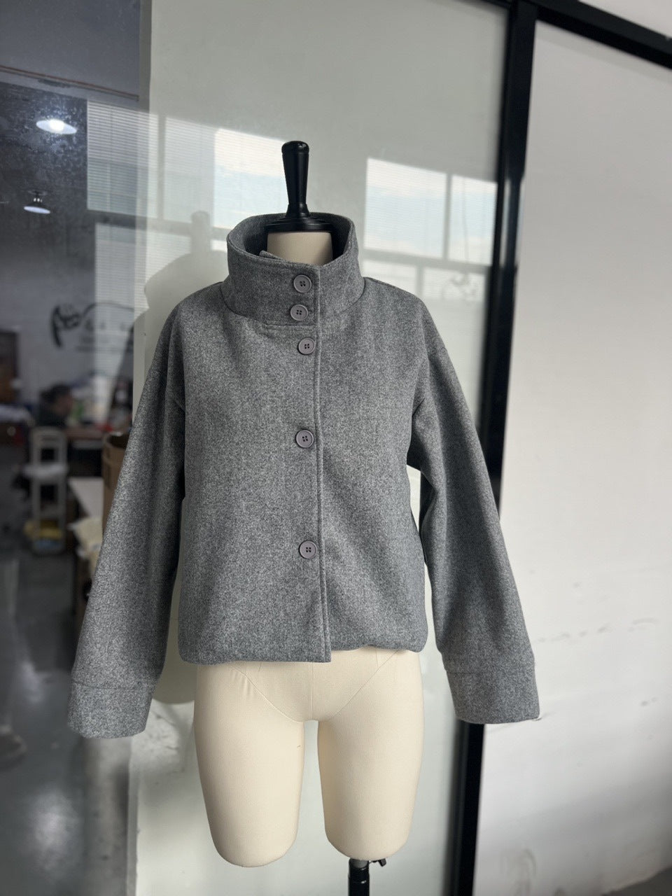 Women's Cool Stand Collar Breasted Woolen Coats