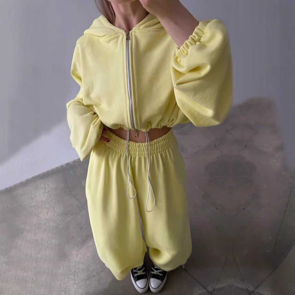 Women's Long Sleeve Cinched Hoodie Trousers With Suits