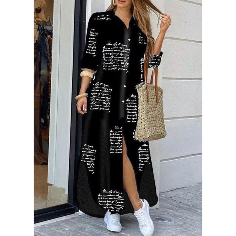 Comfortable Women's Fashion Sexy Print Shirtdress Dress