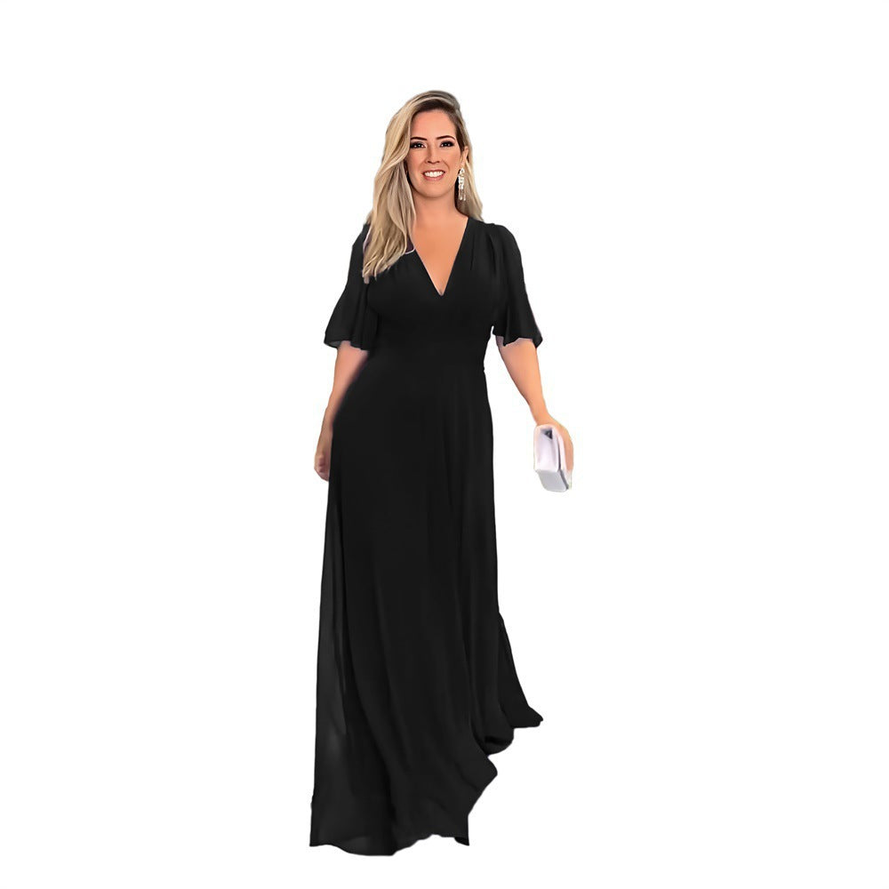 Fashion Split Temperament Pure Color Long Style With Dress