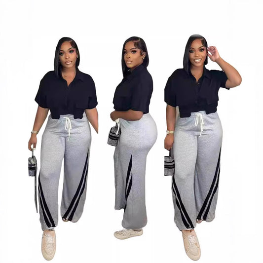 Women's Elegant Stitching Casual Trousers Style Pants