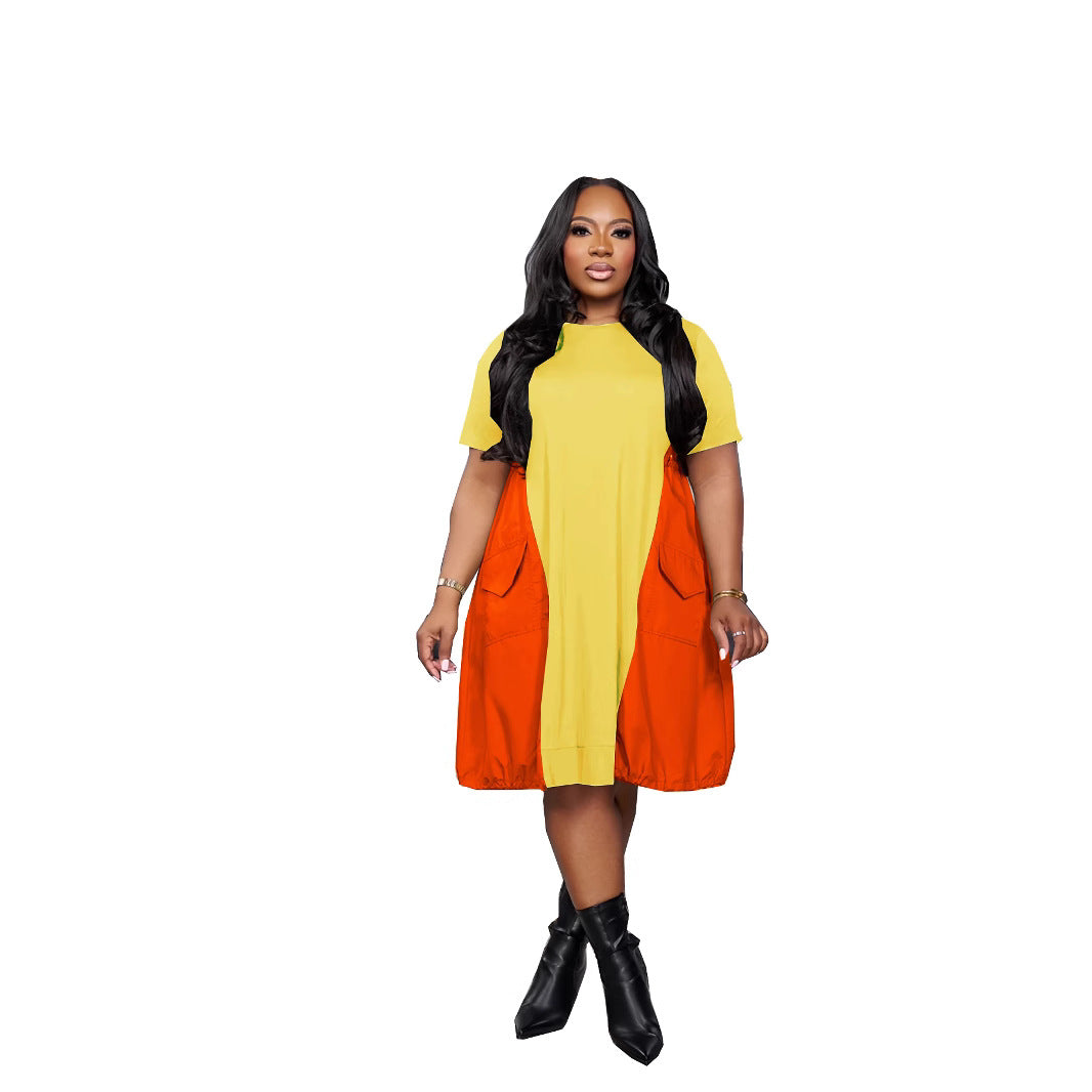 Women's Summer Dress Fashion Design Stitching Loose Plus Size