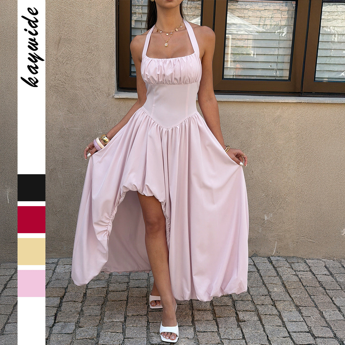 Women's Elegant Style Halter Tube Waist Long Dress