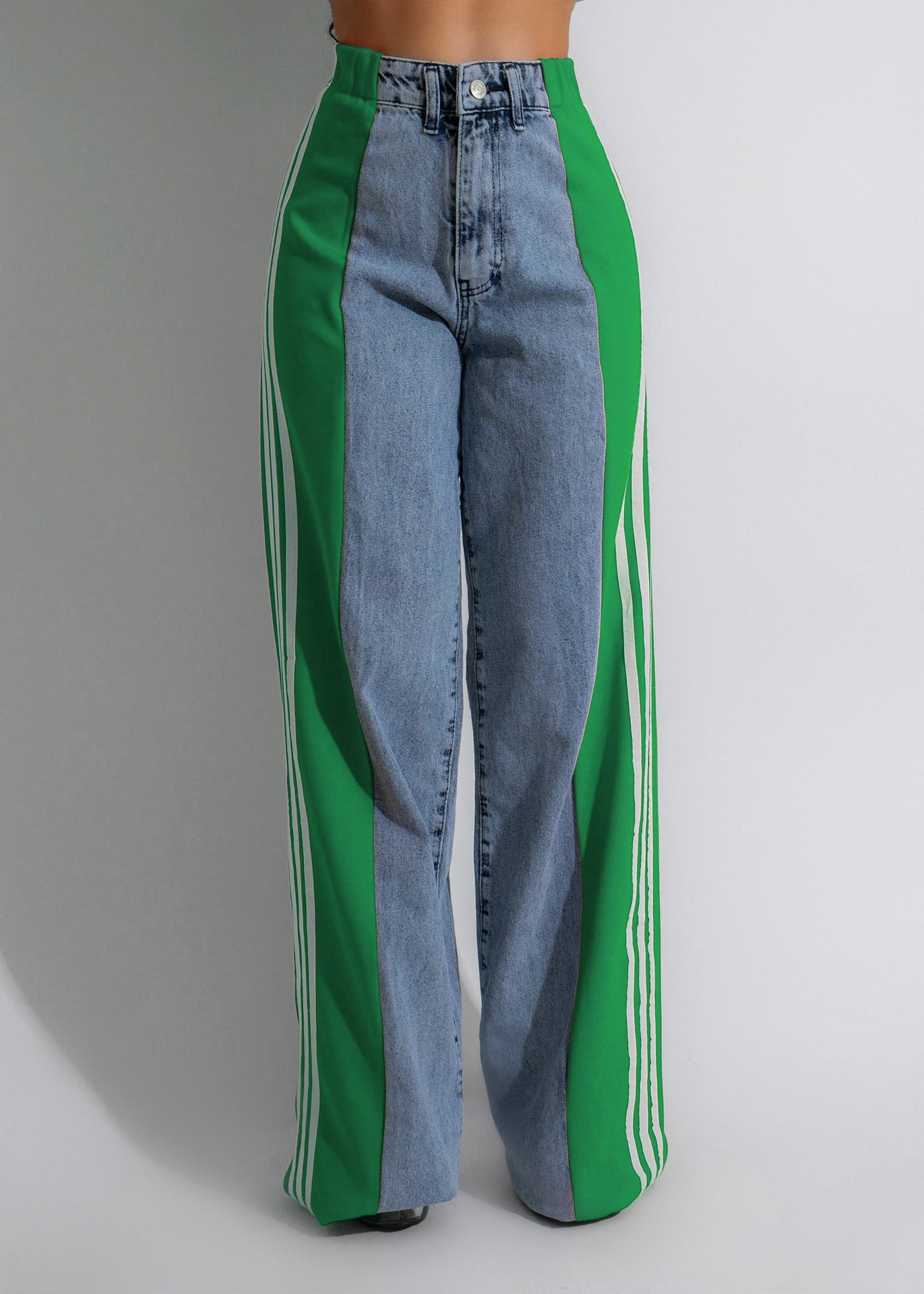 Women's Wide Leg Denim Trousers Casual High Jeans
