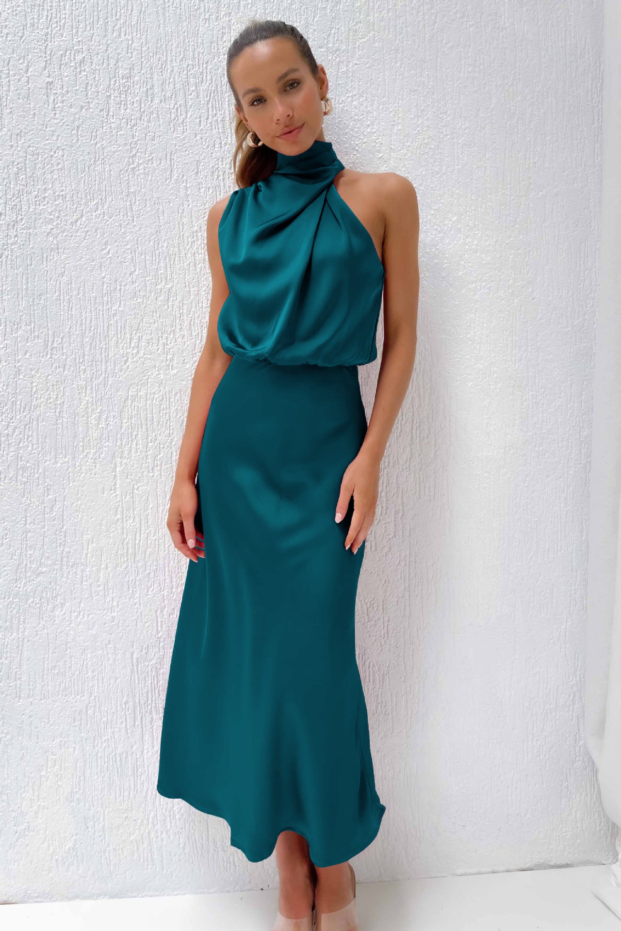 Satin Sleeveless Dress Fashion Elegant Graceful Dresses