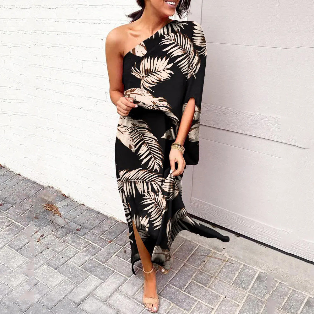 Women's Summer Loose Waist Trimming Printing Dress Dresses