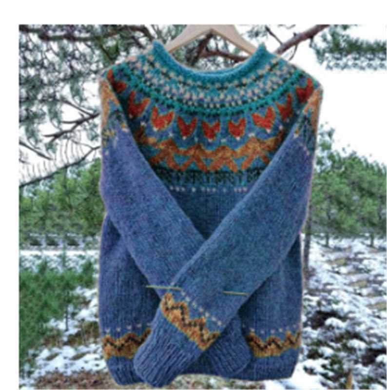 Women's Round Neck Multicolor Loose Fashion Pullover Sweaters