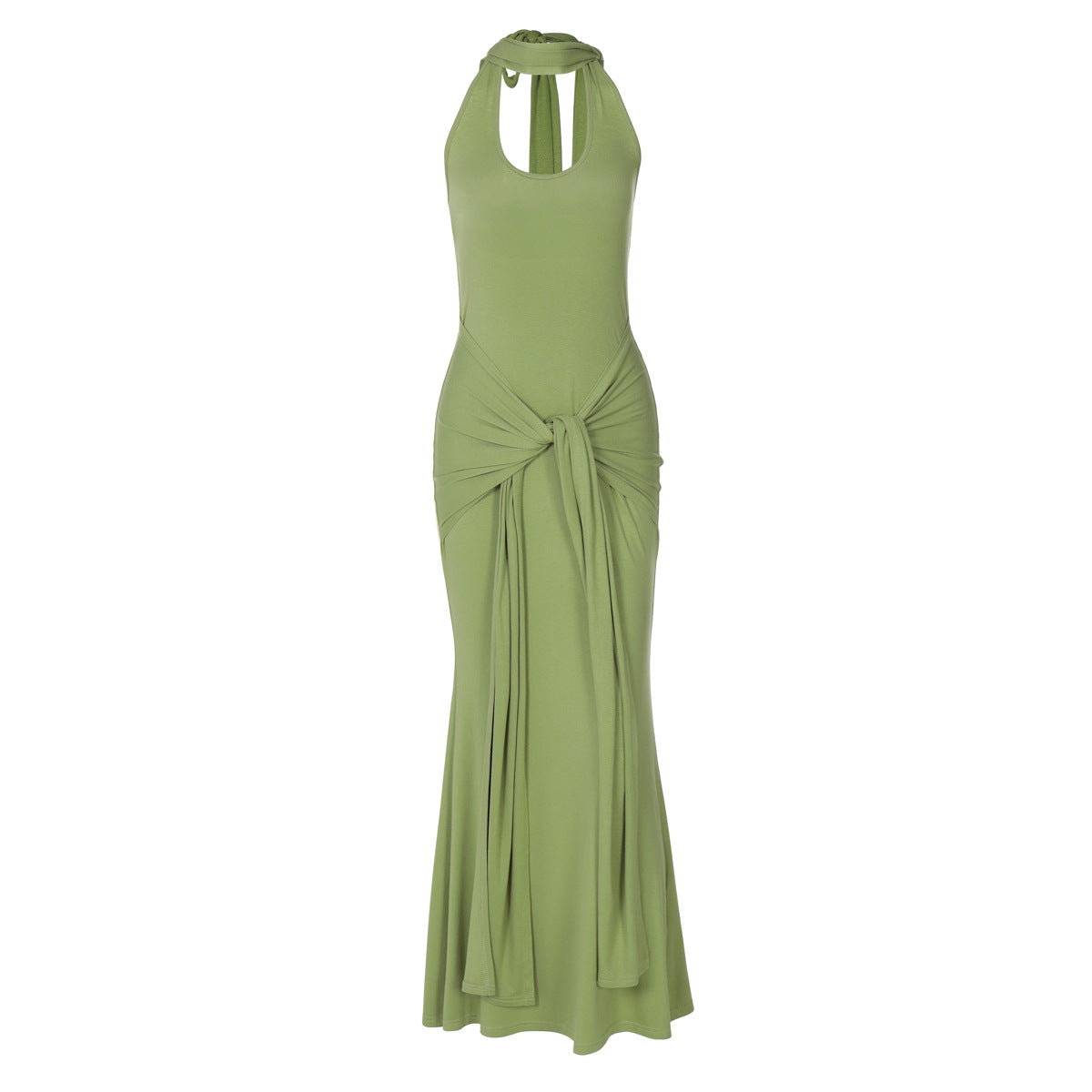 Women's Cinched Patchwork Ribbon Solid Color Temperament Clothing