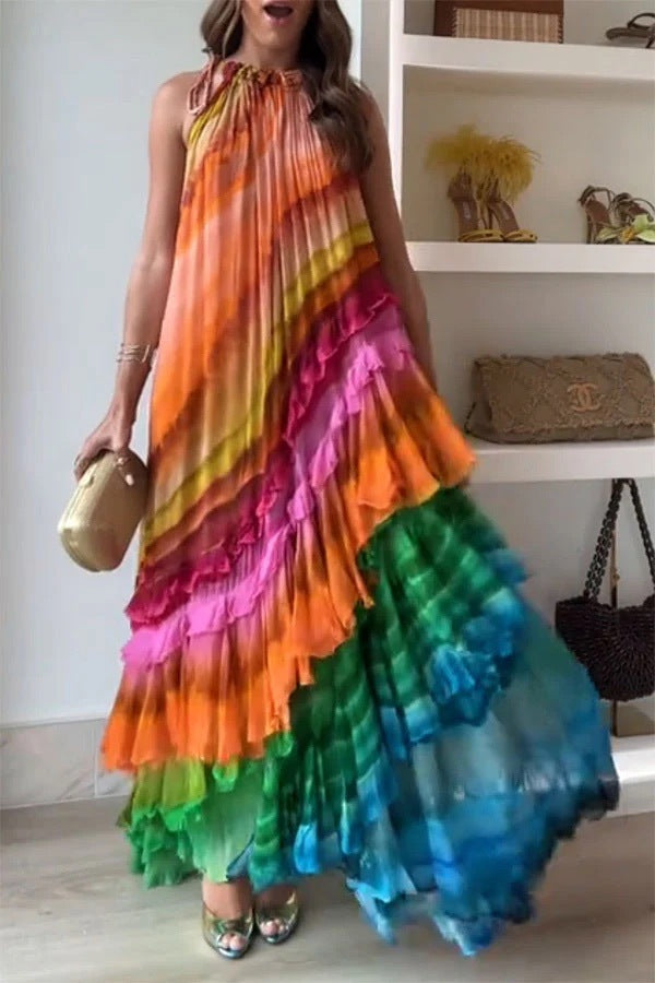Women's Fashion Printed Sexy Off Shoulder Puffy Dresses